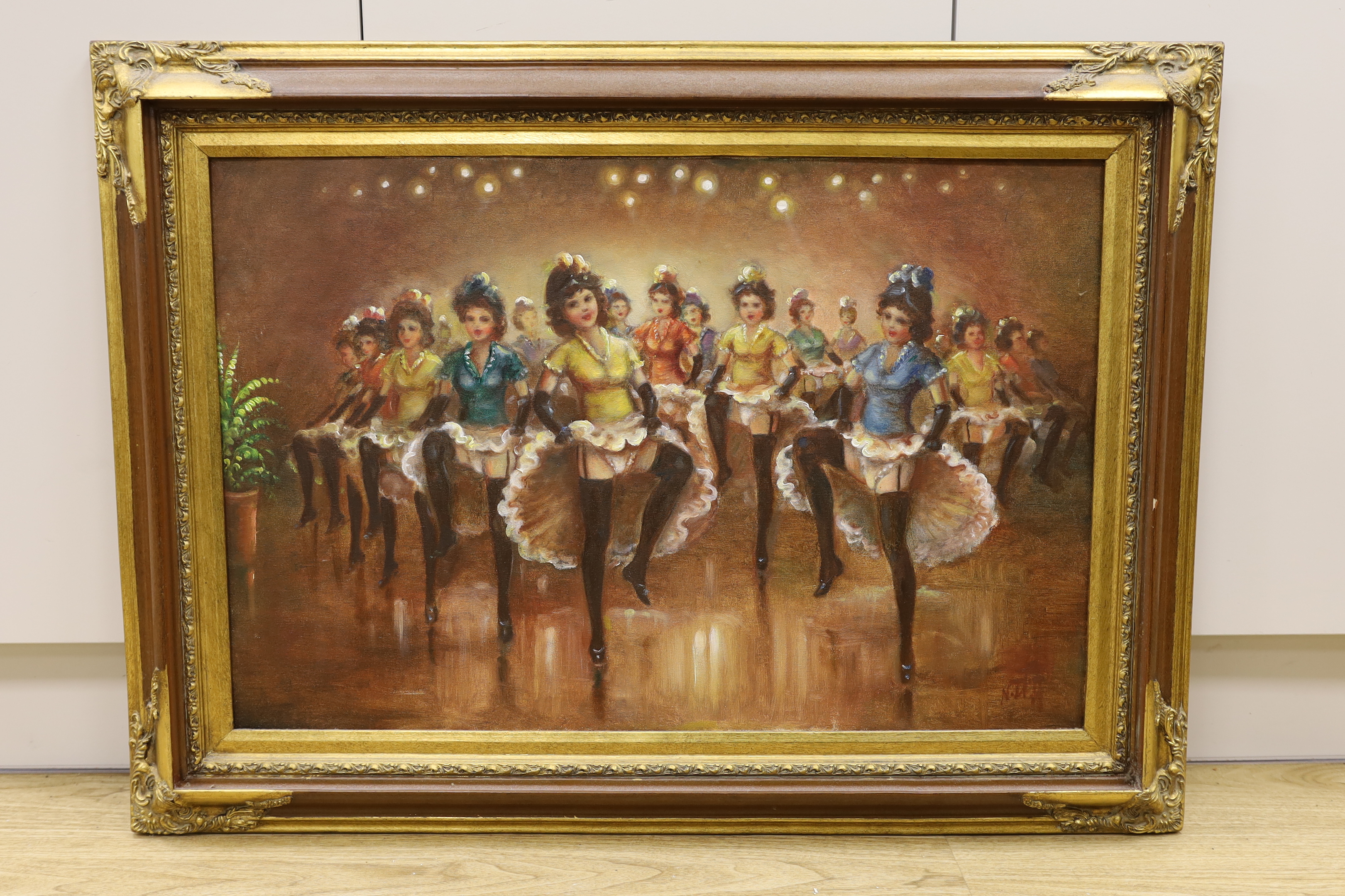 Nazzareno D'Angelo, oil on canvas, Dancers on stage, signed, 49 x 75cm